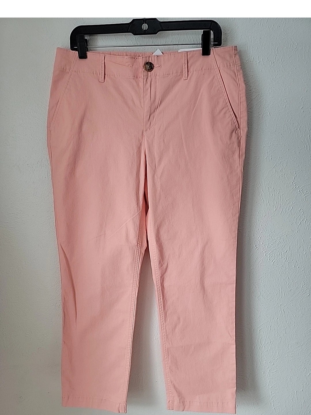 LOFT Cropped Chino Slim Fit Pants in Soft Pink